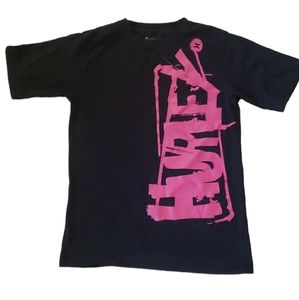 Hurley Pink and Black T-Shirt. Large Early 2000's VINTAGE